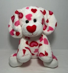 Build A Bear Plush Valentine Puppy Dog Red Heart Nose White Pink Love 12" BABW - Picture 1 of 8