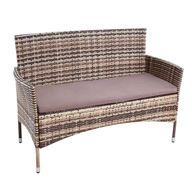 ESTEXO Gartenbank Rattan Gartenmöbel 2-Sitzer Rattanmöbel Sitzbank Sitzkissen Braun