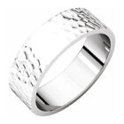 6mm 14K White Gold Hammered Flat Standard Fit Band