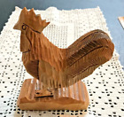 Coq sculpture sur bois art folklorique signé Berthier B Québec