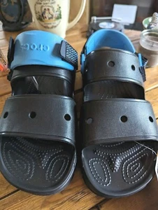 Crocs Men's Classic All-Terrain Sandal Slip-On Black Blue Size 12 NEW WITH TAGS - Picture 1 of 4
