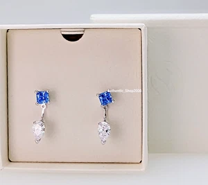 New 100% Authentic SWAROVSKI Blue White Reversible Mesmera Earrings 5665767 - Picture 1 of 5