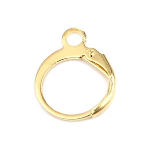 Earring Findings Lever Back Round - 20 pcs (10 Pairs) Gold Plated - 15mm x 12mm - Picture 1 of 4