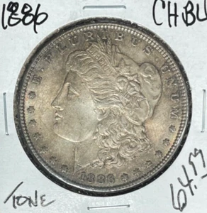 1886 MORGAN SILVER DOLLAR~CH/BU TONED ~BEAUTIFUL COIN~ - Picture 1 of 2