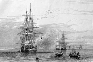 MARINE ROYALE - LE SUPPLICE de la CALE - Gravure du 19eme siècle - Imagen 1 de 2