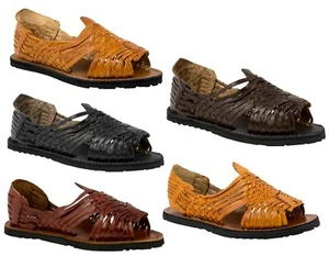 Auténticas Sandalias Huarache Mexicanas Hechas a Mano Cuero Tejido Real Sin Cordones Punta Abierta - Imagen 1 de 21