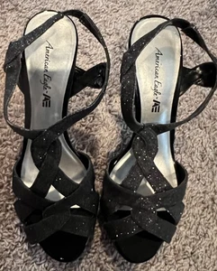 👠👠American Eagle Black Glisten Heels Size 8👠👠 - Picture 1 of 4