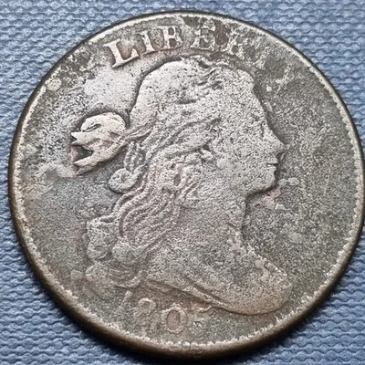 Busto drapeado 1805 centavo grande 1c melhor grau muito bom estado detalhes #95825 - Imagem 1 de 2