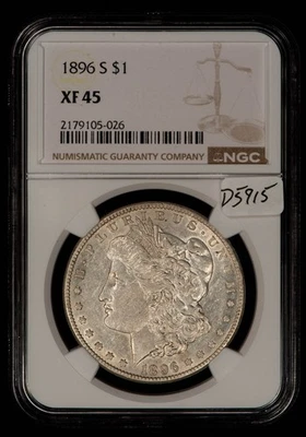 1896-S $1 Morgan Silver Dollar - Key Date - NGC XF 45 - SKU-D5915 - Image 1 of 4