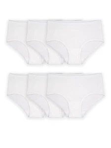 Ropa interior de algodón sin etiquetas para niñas paquetes múltiples calzoncillos, calzoncillos - paquete de 6 - blanco, 4 EE. UU. - Imagen 1 de 4