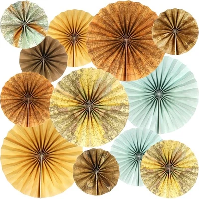 12 Pieces Travel The Map Hanging Paper Fans for Classroom Decorations Future ... - Image 1 of 4
