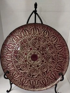 vitg. Hecho a mano Turco pintado rojo/y dorado metálico con soporte excelente estado. - Imagen 1 de 23