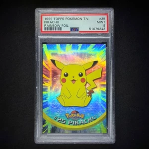 Topps Pokemon TV Animation Edition Series 1 Rainbow Foil #25 Pikachu PSA 9 - Picture 1 of 2