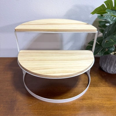 Barra de Madera y Metal Café Cupcakes Soporte Knick Knacks Nivel Bandeja 7" Alto x 9.5" con Foto 1 de 4