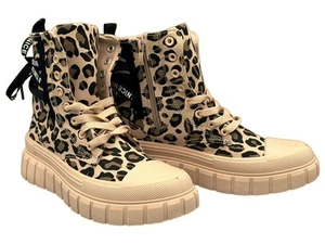Damen Plateau Sneaker Leopard Print Schuhe beige Turnschuhe High Top Gr. 38 #064 - Bild 1 von 7