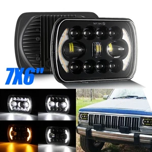 Pair 7x6" 5x7" LED Headlights DRL Turn Signal For Dodge Ram W250 D350 Ramcharger - Picture 1 of 11