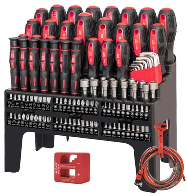 124-Piece Magnetic Screwdriver Set with Rack – Slotted, Phillips, Torx & More - Image 1 of 4