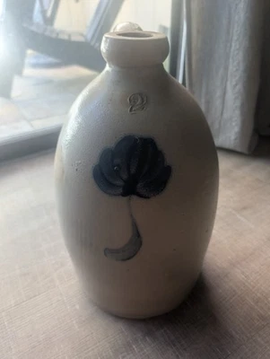 Antique 1800's 2gal Salt Glazed Handcrafted Stoneware Jug Colbalt Western N.Y. - Image 1 of 4
