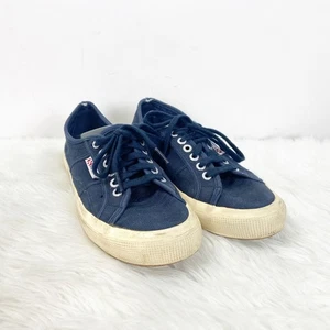 Superga 39.5 8.5 Womens Navy Blue Canvas Classic Sneakers - Picture 1 of 8