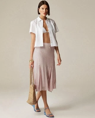 J.Crew Sz Small Gwyneth Flounce Hem Slip Skirt in Chiffon Pink Floral NWT - Image 1 of 4