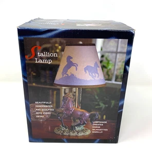 Stallion Lampshade 9” Hand Painted Lit Horse Silhouettes Home Decor New in Box - Picture 1 of 8
