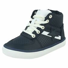 Clarks City Flake T Infant Boys Navy Leather Trainers 7.5G (Eu 25)