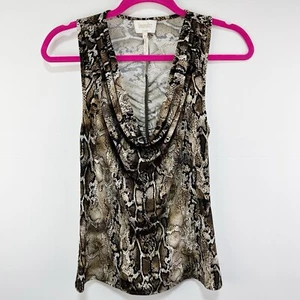 Laundry By Shelli Segal Reptile Print Sleeveless Top Drape Neck Size Medium - Picture 1 of 4