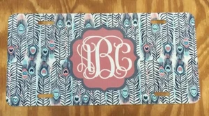 Monogram License Plate Feathers Personalized Car Tag New - Picture 1 of 2