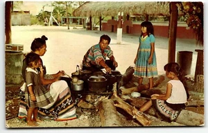 Postcard Native Florida Indians Chickee Tamiami Trail Everglades PM 1973 FL - Picture 1 of 2