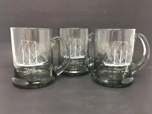 3er Set 12 Unzen Glas Becher mit geätztem Te Quest 3 Mast Staysail Topsail Schoner - Bild 1 von 10