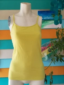 Women's Time & Tru Yellow Tank Top Size 4-6 Small Shirt Spaghetti Strap - Picture 1 of 6