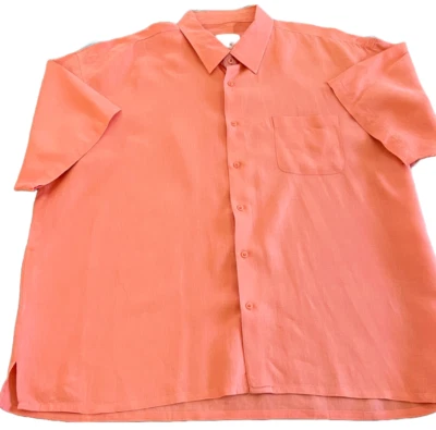 Linea Uomo Men's 4xl Short Sleeve Button Down Orange Linen Shirt NWOT - Image 1 of 4