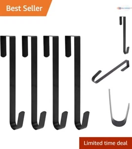 12" Steel Wreath Hanger Hook, Over Door Mount for Holiday Decorations, Black - Picture 1 of 9