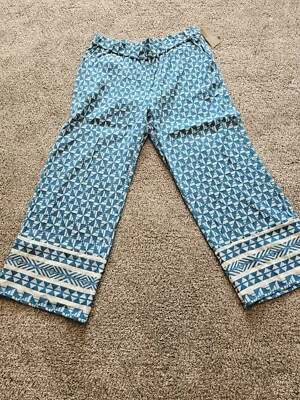 Soft Surroundings–Blue Geometric Narah Full Length Palazzo Pant (Size 1X–18W/20) - Image 1 of 4