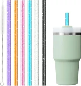 6Pack Glitter Replacement Straws for Stanley Cup 20oz 14oz Tumbler, Yoelike - Picture 1 of 7