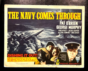 THE NAVY COMES THROUGH 1942 ORIGINAL TITLE LOBBY CARD-PAT O'BRIEN, GEORGE MURPHY