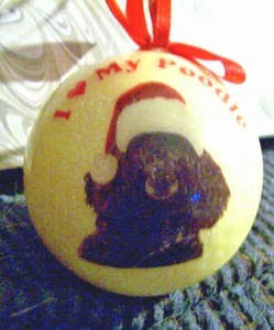 BLACK POODLE CHRISTMAS ORNAMENT I LOVE MY POODLE - Picture 1 of 1
