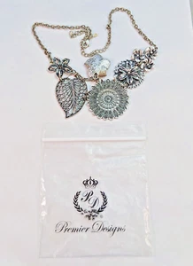 Premier Designs Necklace Glowers Silver tone Filigree Cut Out 15-18" Adjustable - Picture 1 of 5
