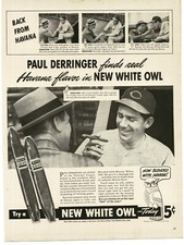 1940 White Owl Cigars Paul Derringer Cincinnati Reds pitcher Vintage Print Ad
