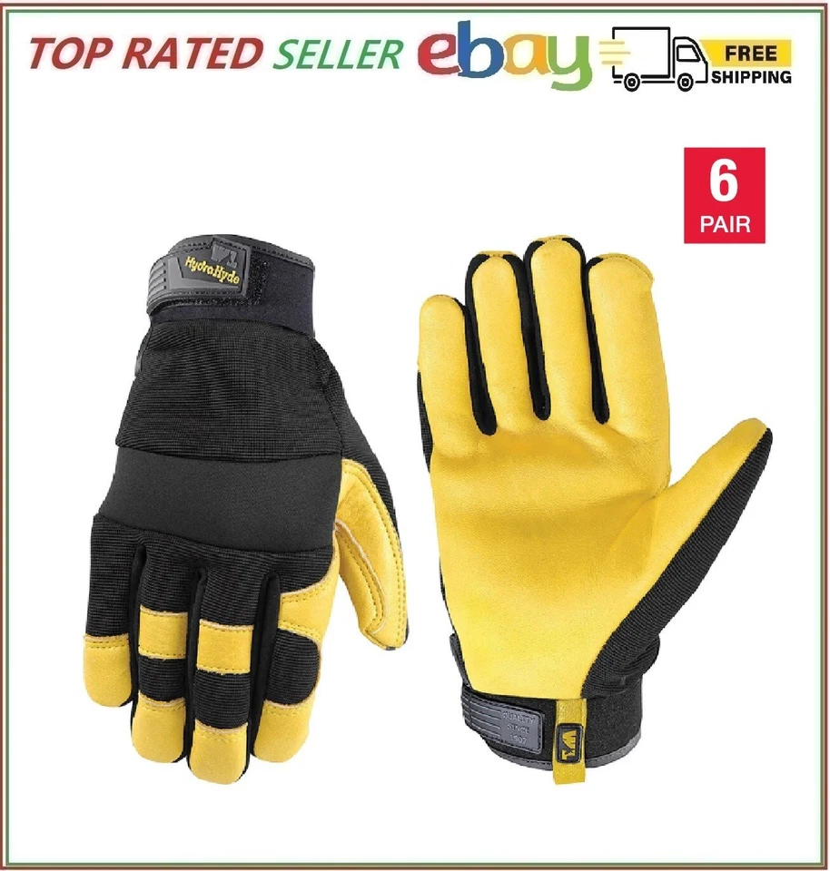 6 Pairs Wells Lamont Men's HydraHyde Leather Work Gloves Size M L XL XXL 3X-L