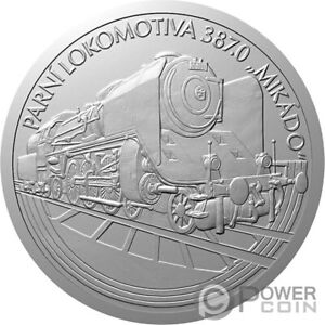 LOKOMOTYWA PAROWA 387 MIKADO na kołach 1 uncja srebrna moneta 1$ niue 2023