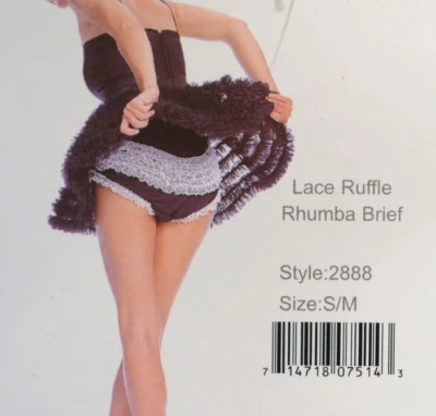 Braguita de baile LA Ruffle Back Rhumba totalmente negra talla pequeña/mediana Foto 1 de 2