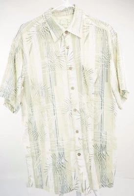 Tela de bambú para hombre verde bambú abotonada manga corta talla grande  Foto 1 de 4