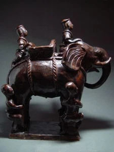 RARE ANTIQ. ROYAL WAR ELEPHANT SAWANKHALOK POTTERY, SI SATCHANALAI KILN THAILAND - Picture 1 of 12