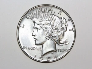 1934-P $1 PEACE SILVER ONE DOLLAR GEM BU - Picture 1 of 2