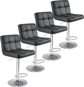 DUMOS Bar Stools Set of 2, Armless Adjustable Swivel Barstools, PU Leather - Picture 1 of 4