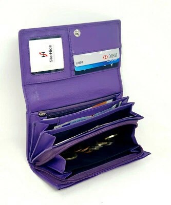 Women Luxury Genuine Leather RFID BLOCKING Clutch Wallet Quality Long Purse 5510 - Image 1 of 4