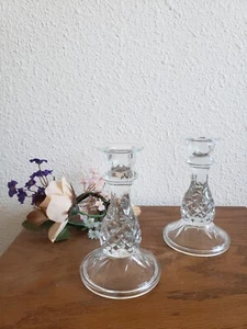 Pair of Crystal Pineapple Cambridge Candle Stick Holders Home Interior VTG USA - Picture 1 of 15