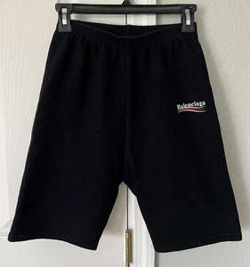 Balenciaga Sweat Shorts Logo Print in Black Elastic Waist Kids Unisex Size 8 - Picture 1 of 5