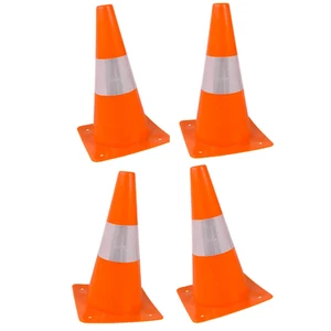 Orange Safety Cones - Hazard Cones (4Pc) 12" Hardware Plastic Safety Cone - Picture 1 of 12